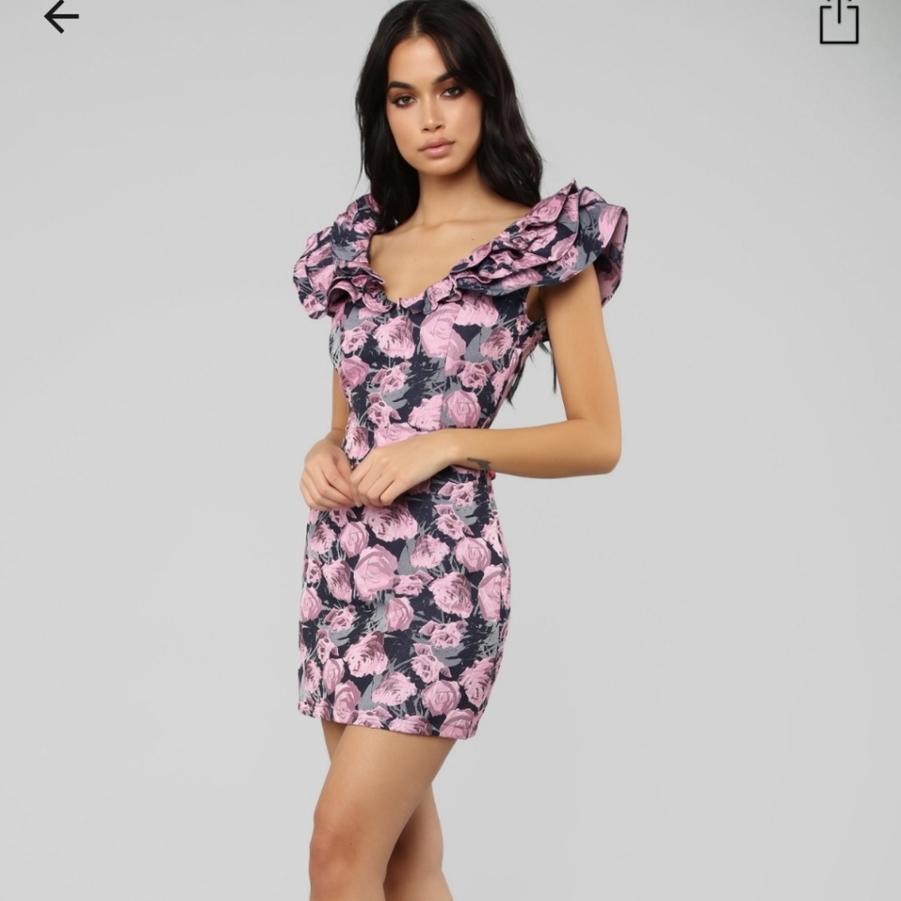 Cute Pink and Black Floral Dress - Picture 2 of 3